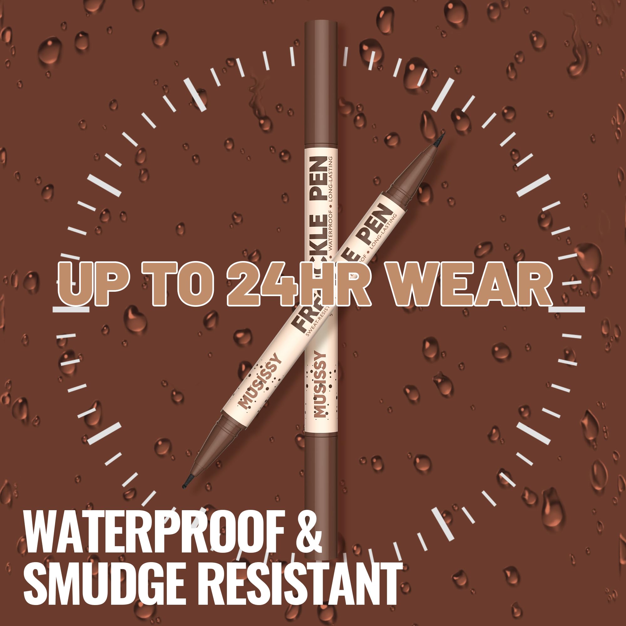 MUSISSY waterproof smudge-resistant freckle-pen swatch shows long wear.