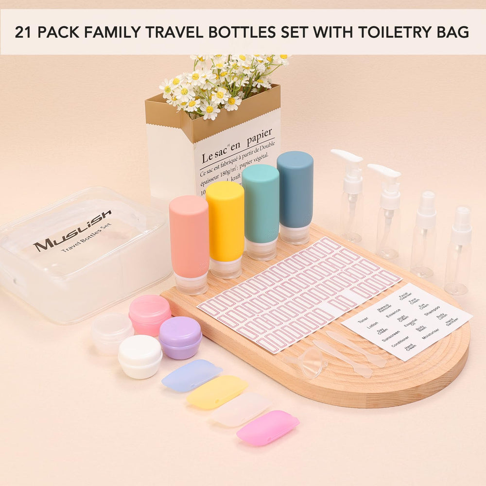 Muslish BPA-free materials ensure safe travel containers for liquids.