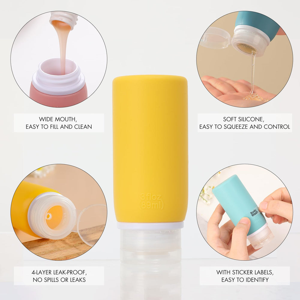 Muslish silicone bottles 3oz in use, lightweight and easy to squeeze.