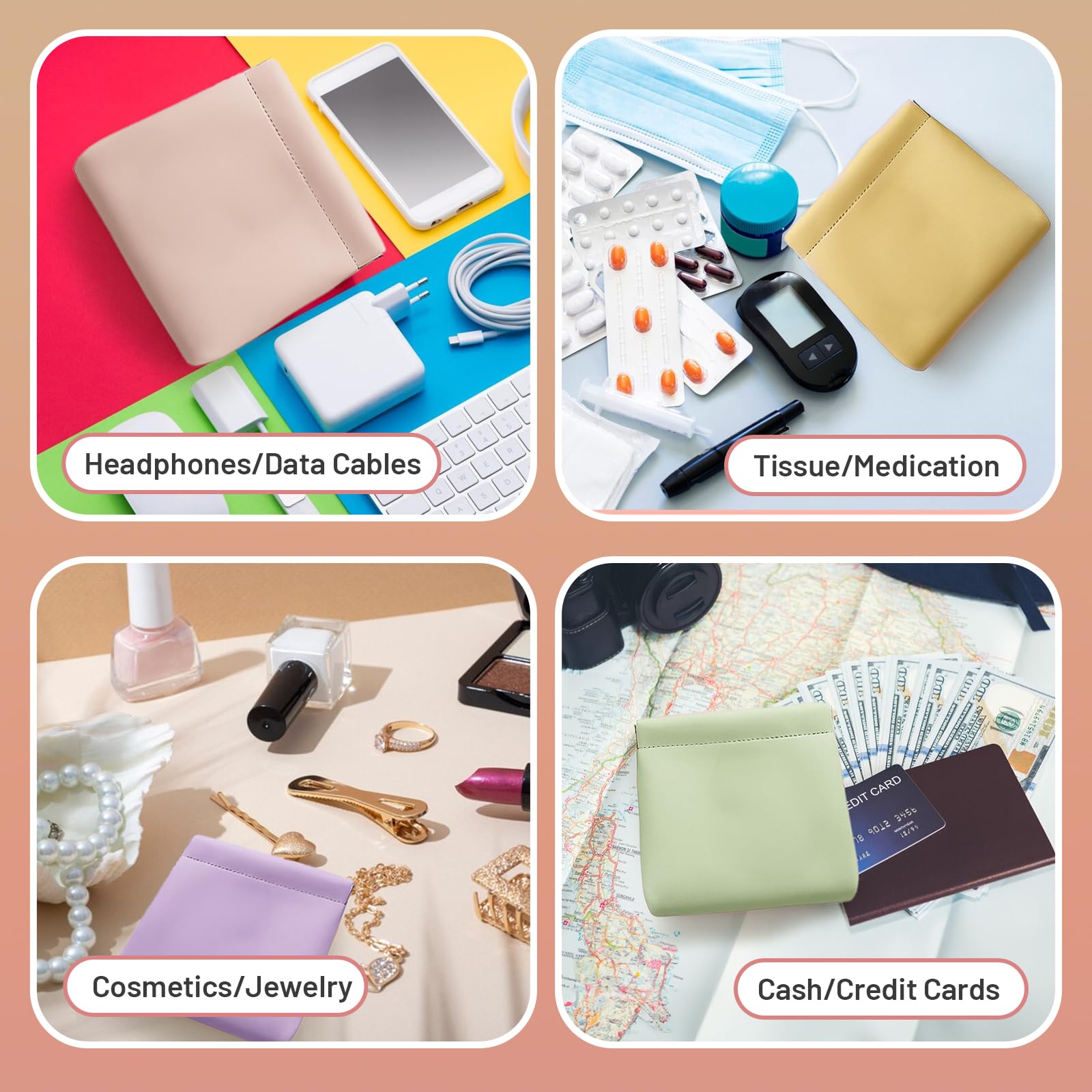 Muswelf small purse pouch green color shot emphasizes portability for on-the-go.