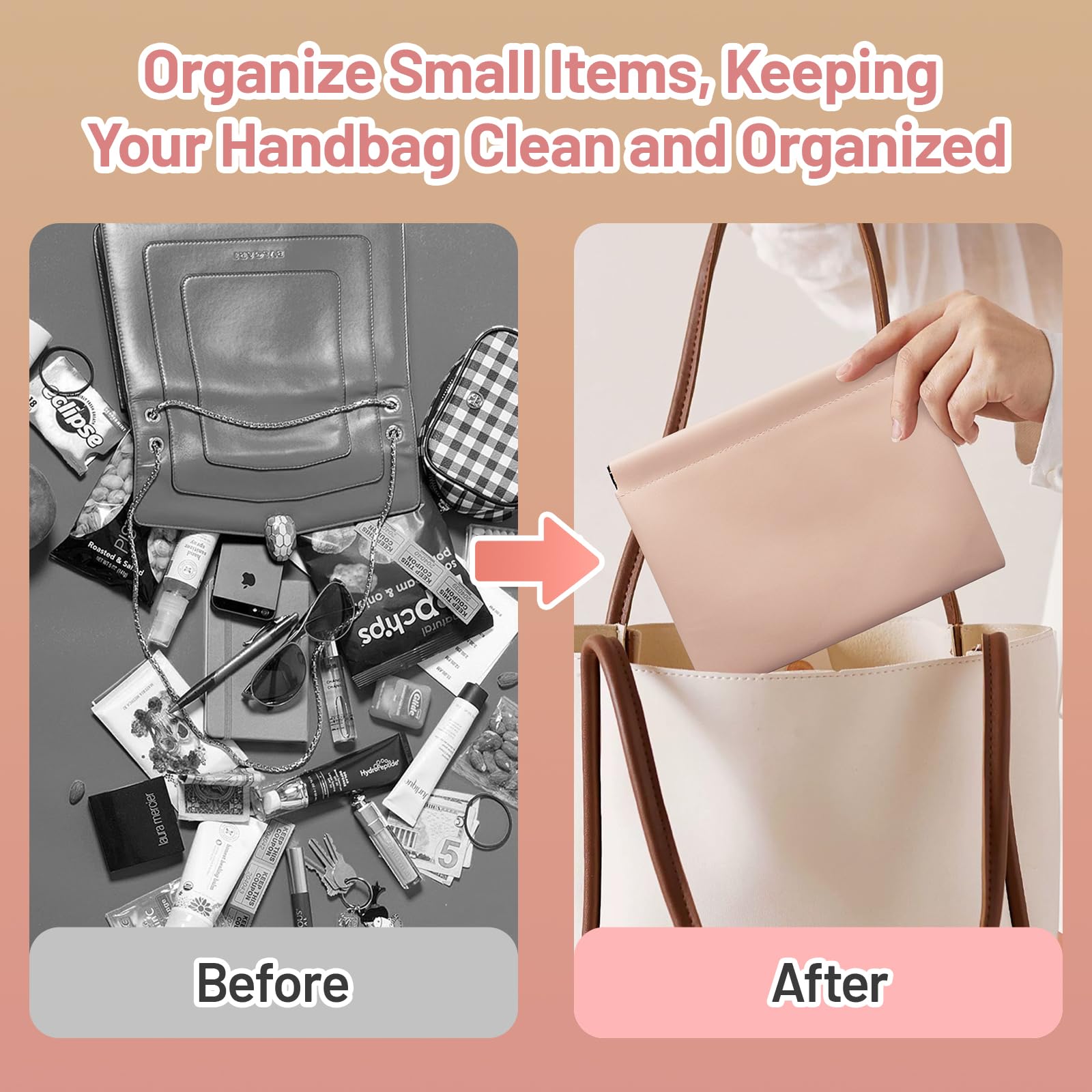 Muswelf small purse pouch easy-open no-zipper close-up enables quick-access use.