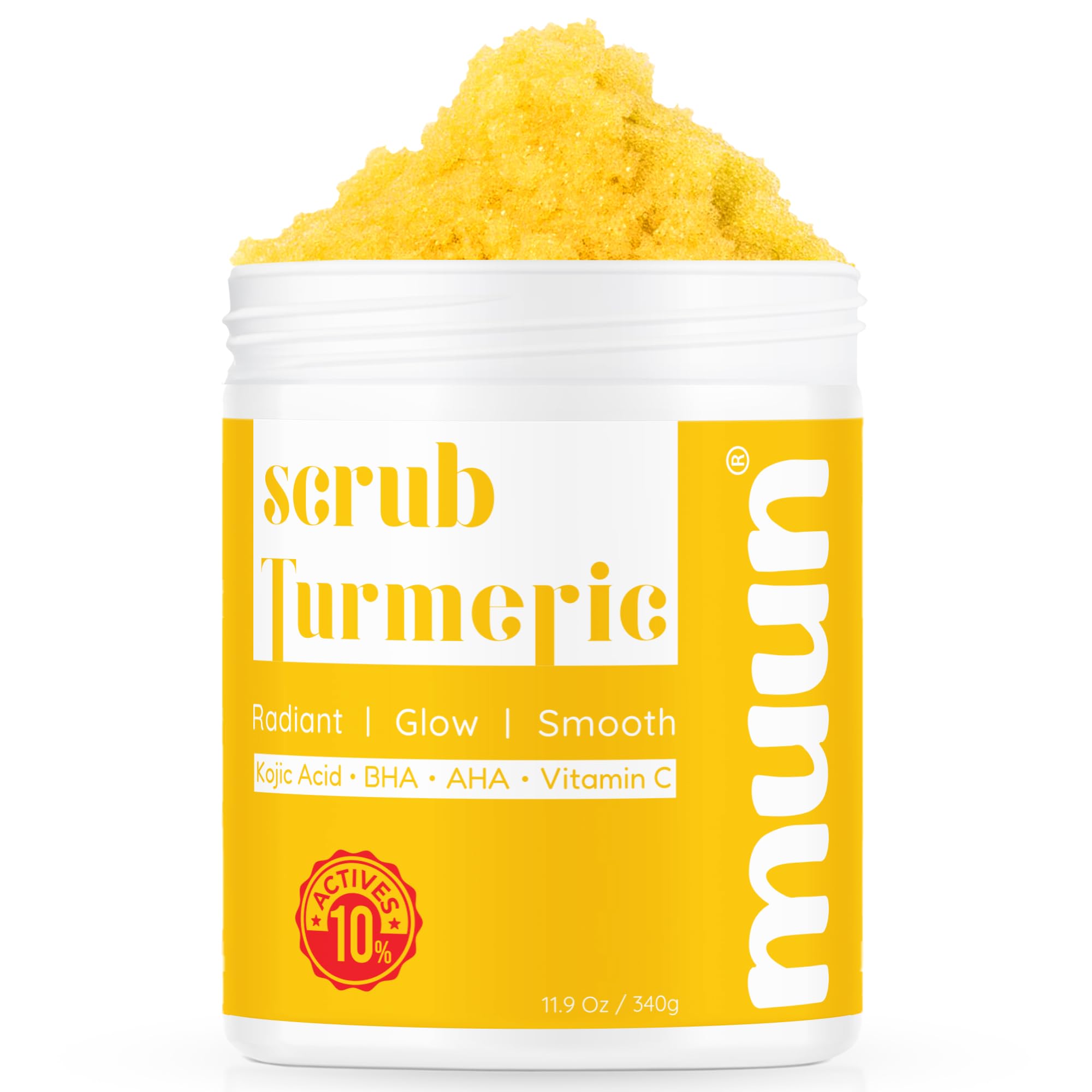 Muun Turmeric Scrub body-use focus — exfoliation for arms, legs, bikini area.