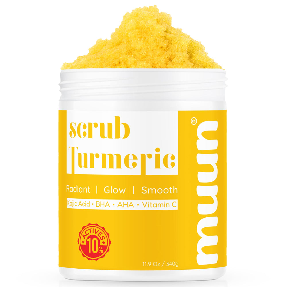 Muun Turmeric Scrub body-use focus — exfoliation for arms, legs, bikini area.
