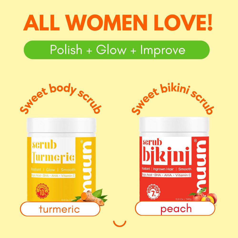 Muun Turmeric Scrub pink grapefruit scent — refreshing at-home spa moment.