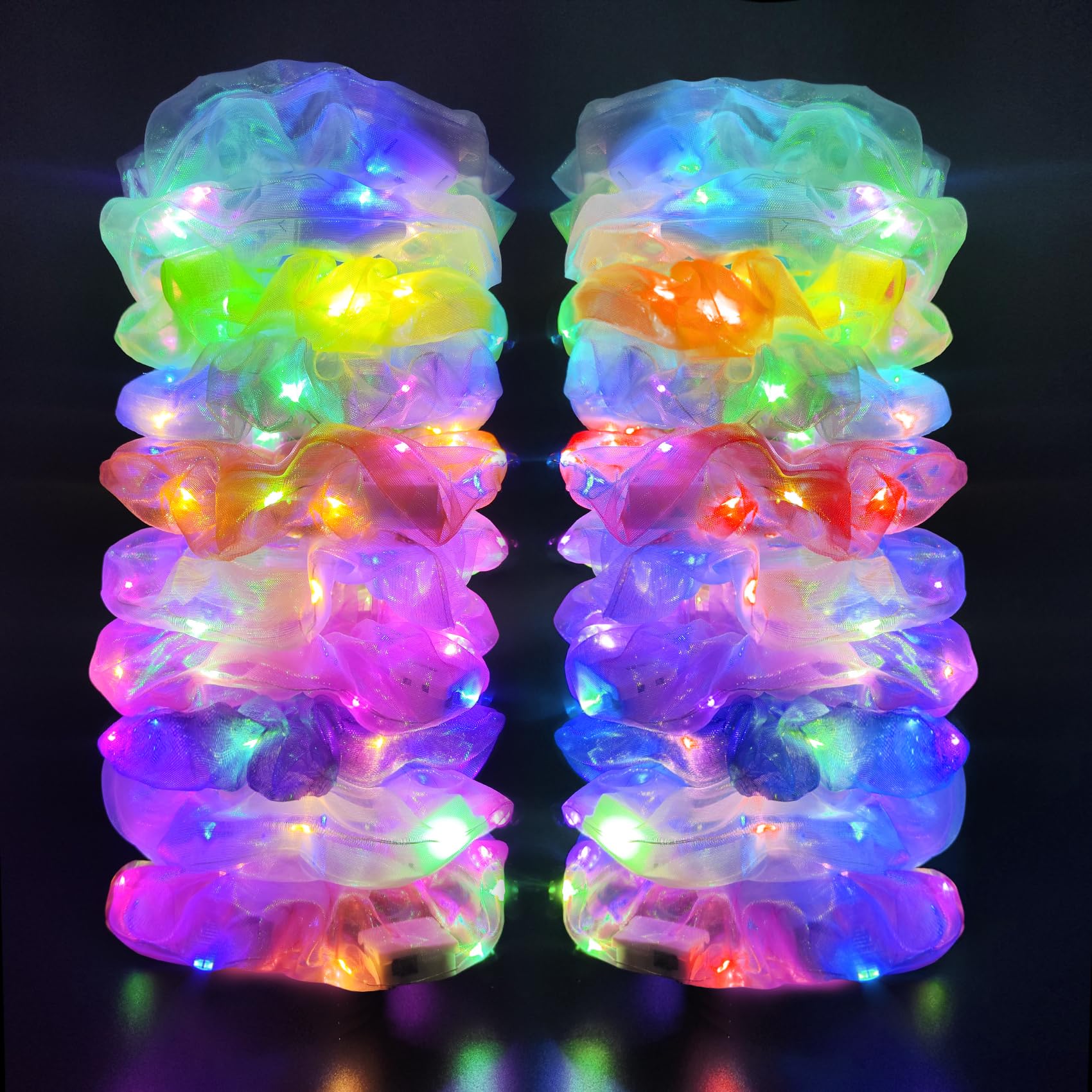 MUYANN LED scrunchie neon party glow enhances stage-ready outfits at raves and nights out