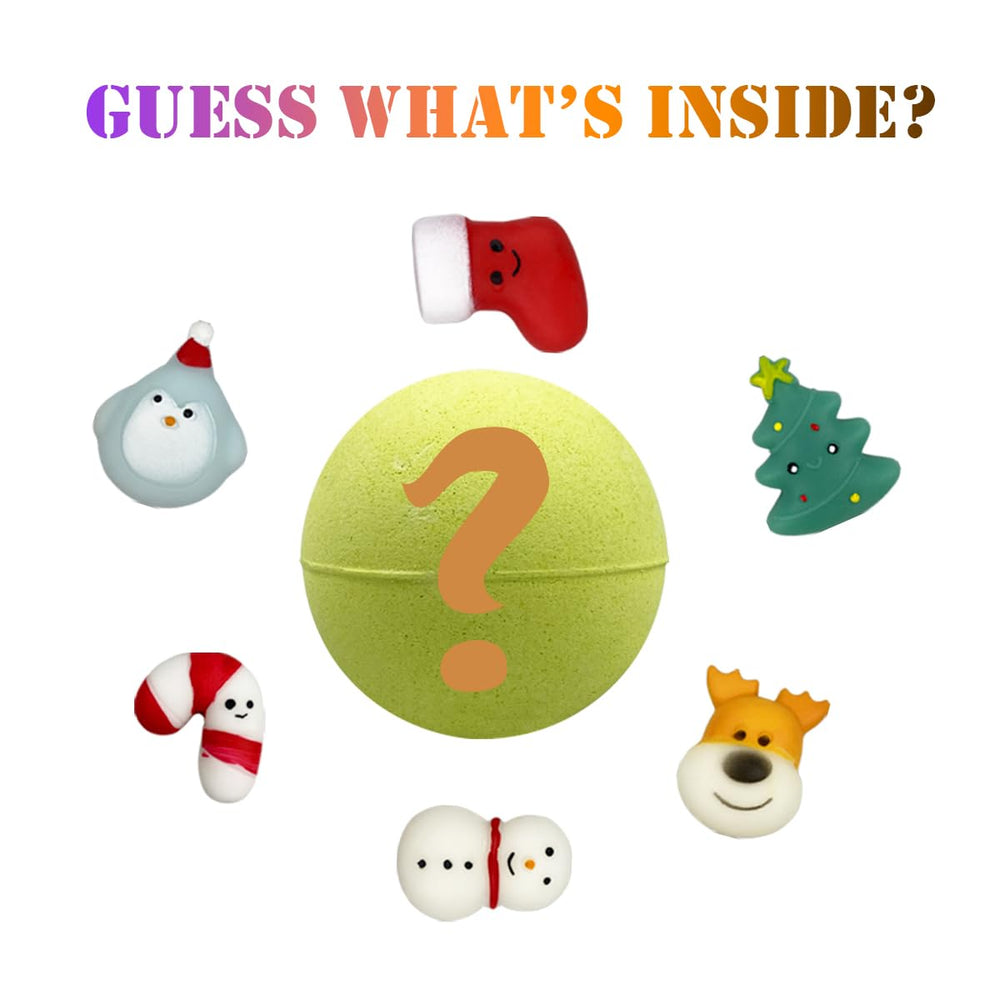 Muyiz bath bomb reveals tree squishy inside during colorful soak.