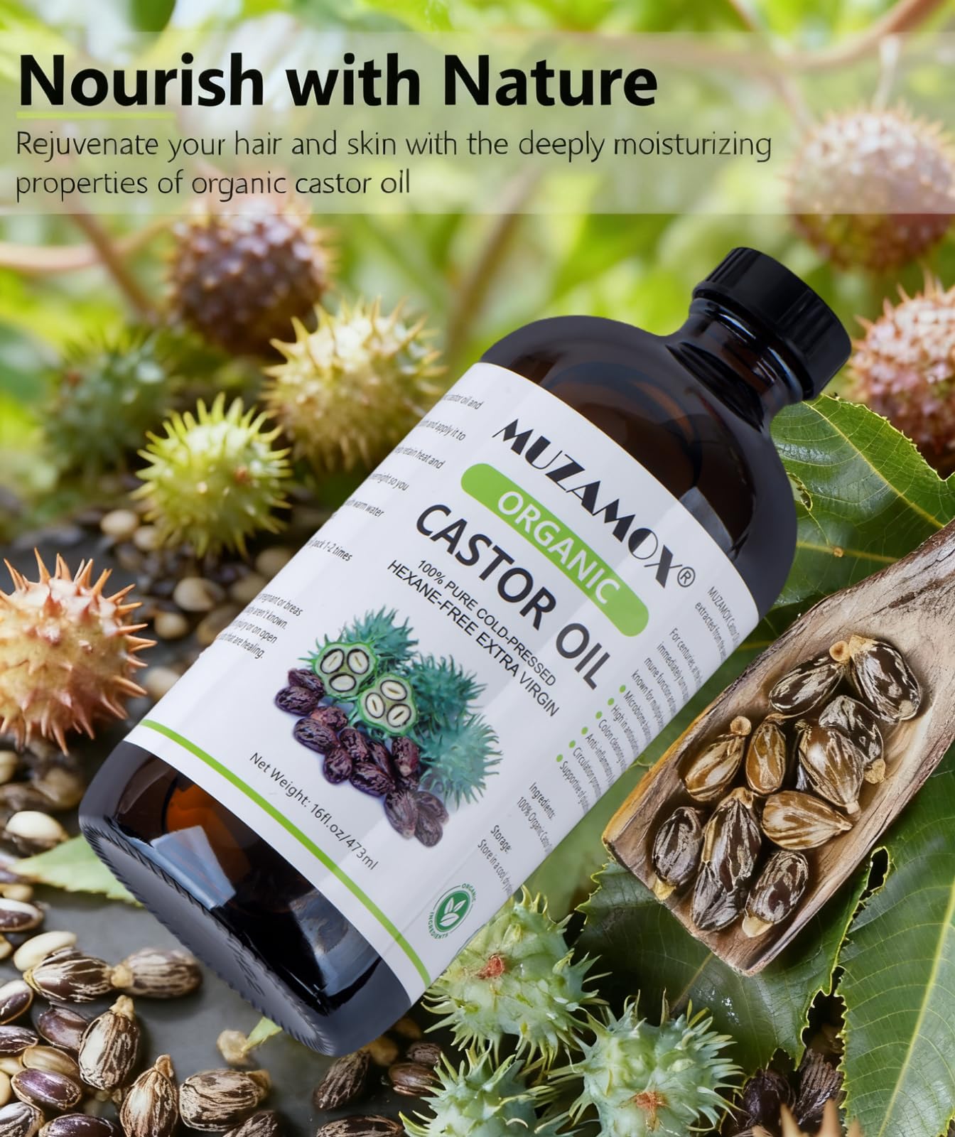MUZAMOX castor oil scalp massage for potential hair growth support and scalp health