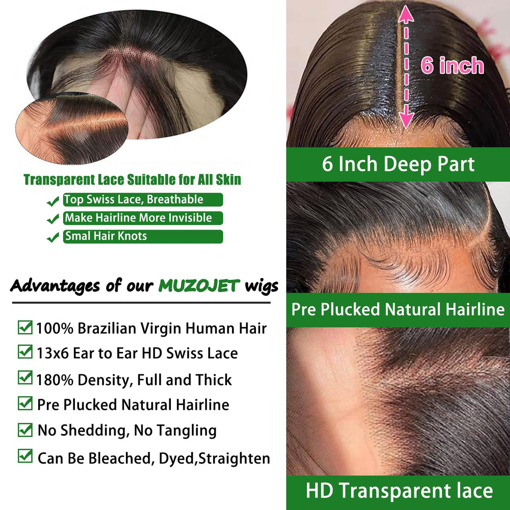 MuzoJet 13x6 lace-front with simulated scalp for realistic parting