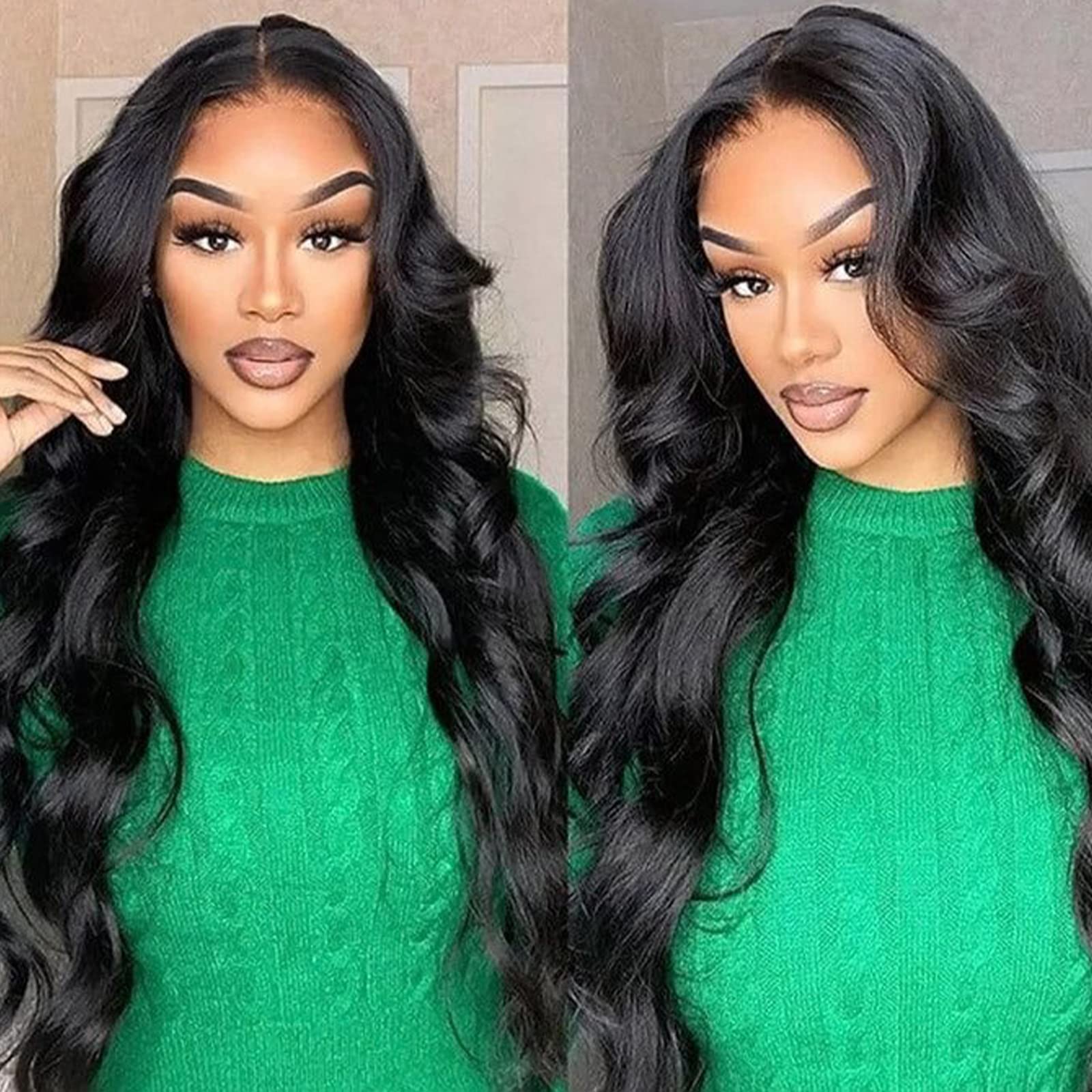 MUZOJET 28-inch length wig on model demonstrates dramatic style and versatile occasions.