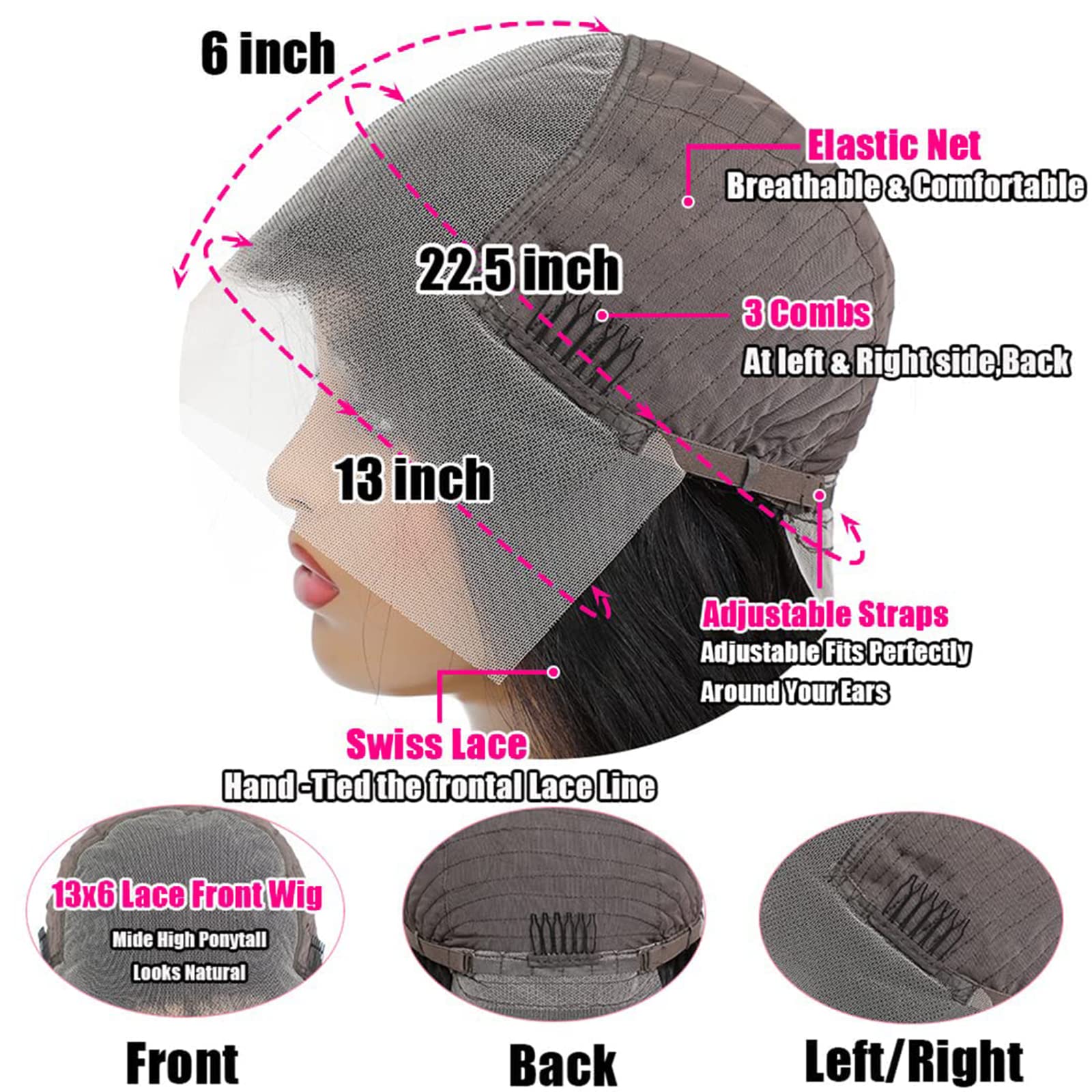 MUZOJET glueless lace front cap ensures secure wear without adhesive