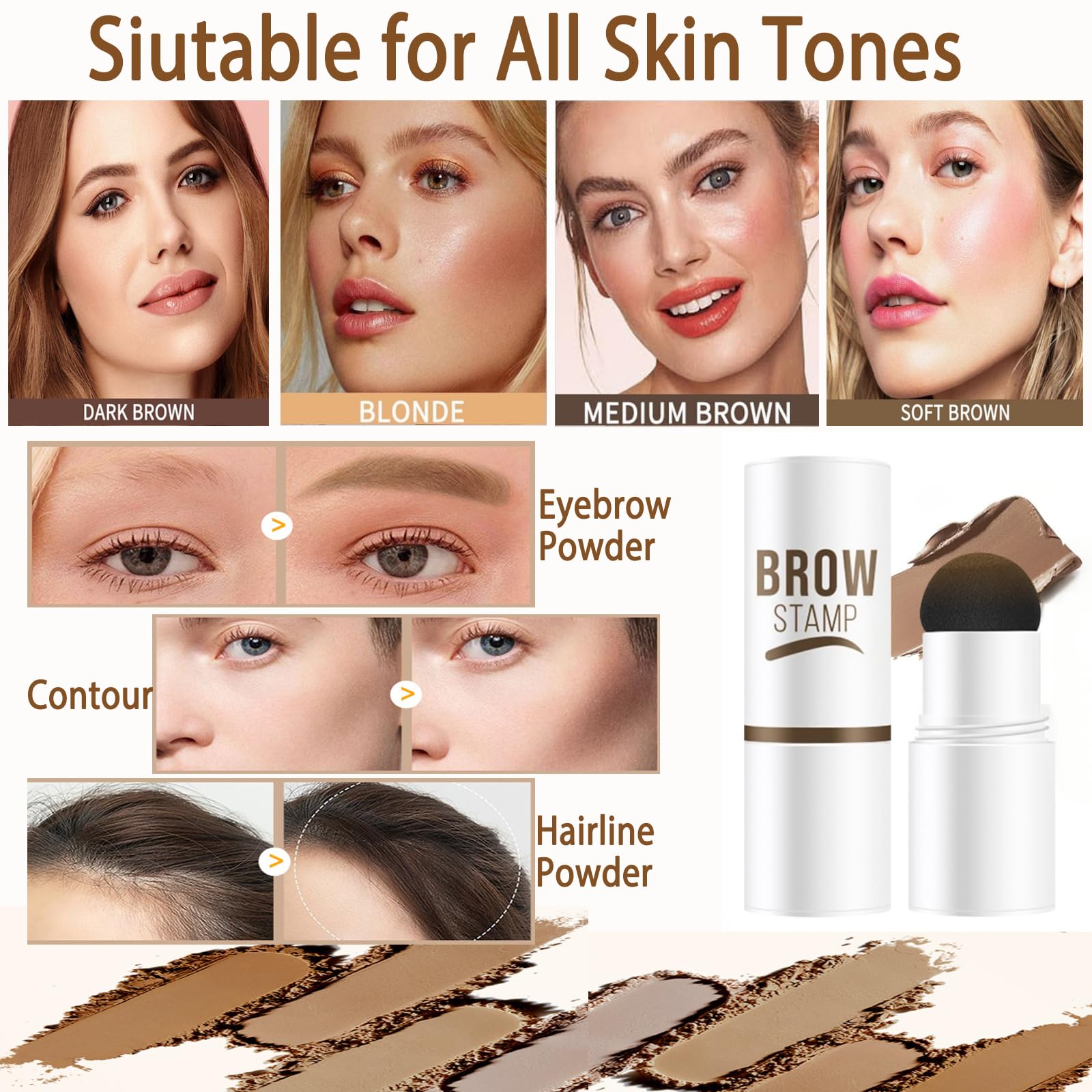 MVC Eyebrow Stencil Soft Brown shade blends naturally with hair color