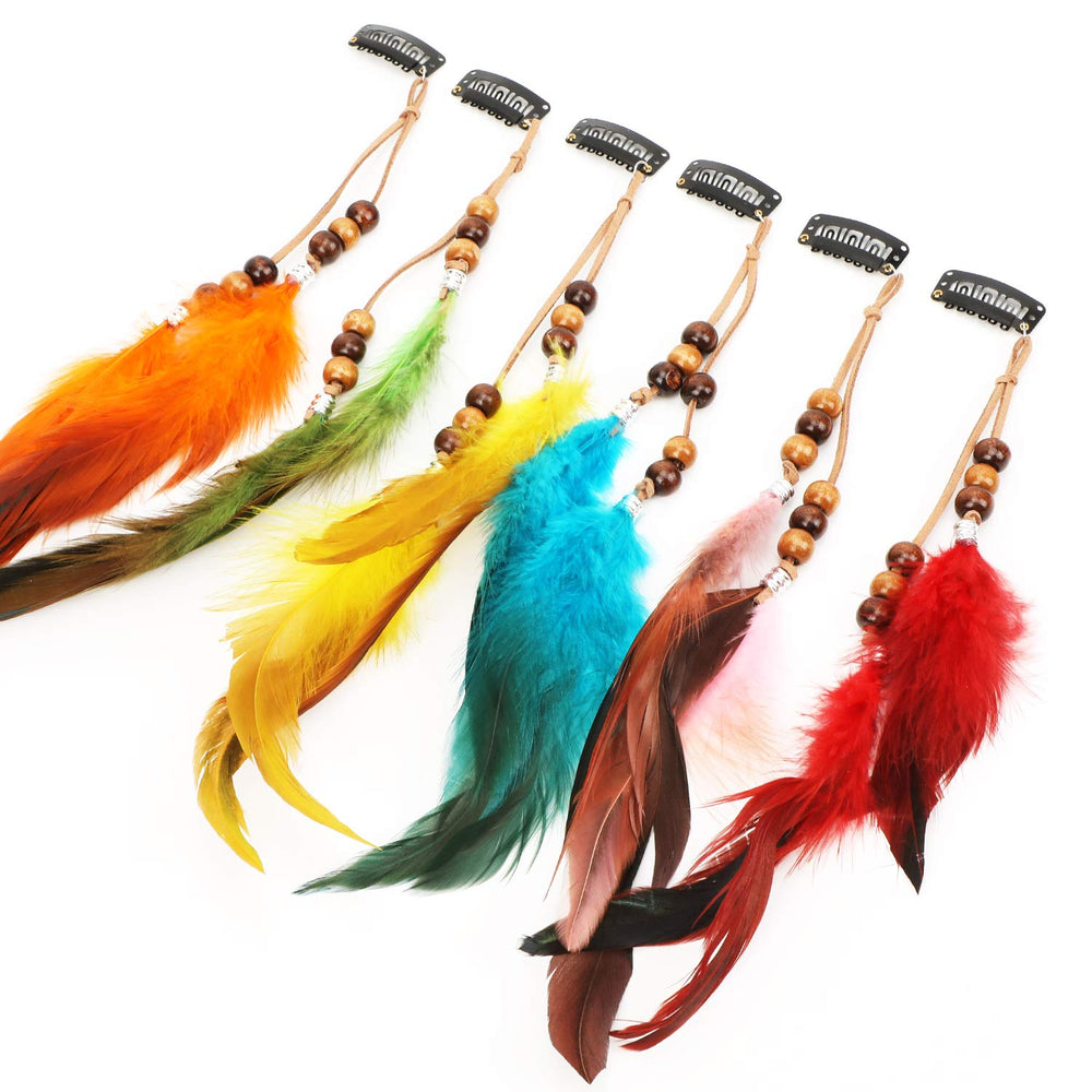 MWOOT feather headwear shown at party cosplay, suggesting instant statement look