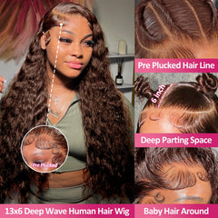 MXTQO 13x6 HD lace front wig in chocolate brown with virgin hair for natural part