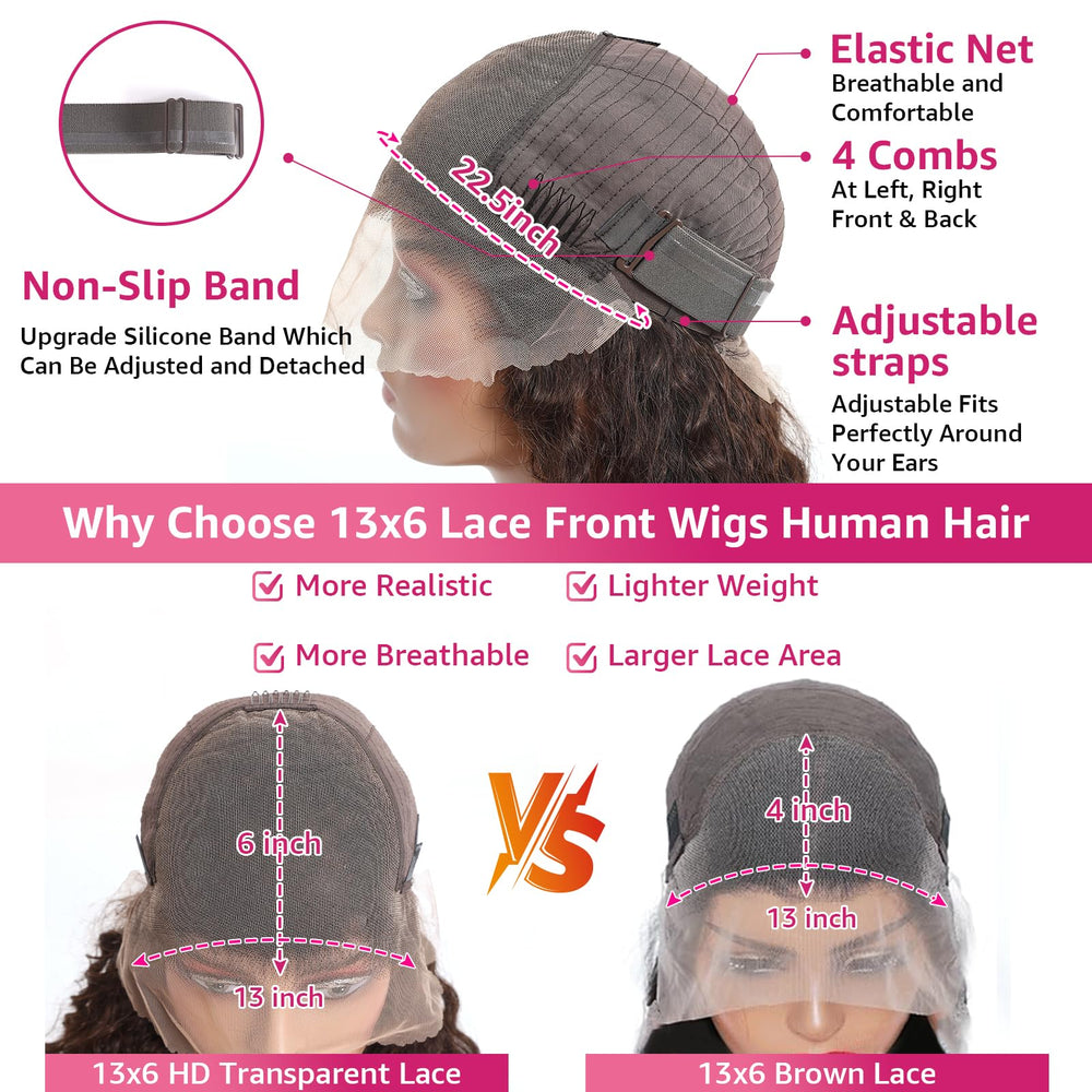 MXTQO chocolate brown deep wave with Swiss lace and baby hair for natural hairline