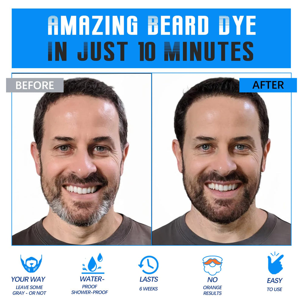 Mxvbaty beard color application step shows quick processing for busy mornings.