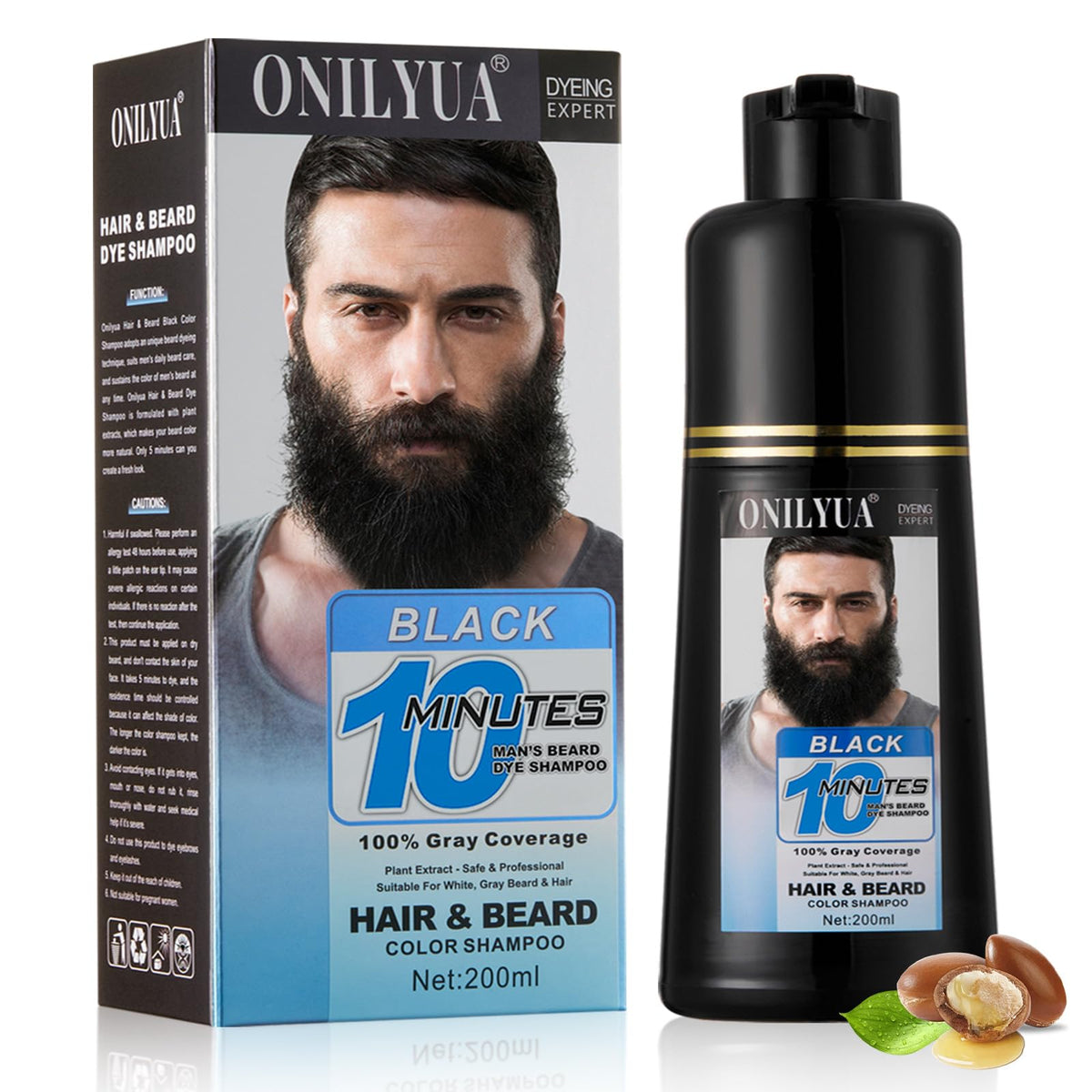 Mxvbaty mens beard dye shampoo bottle for at-home color coverage and easy application.