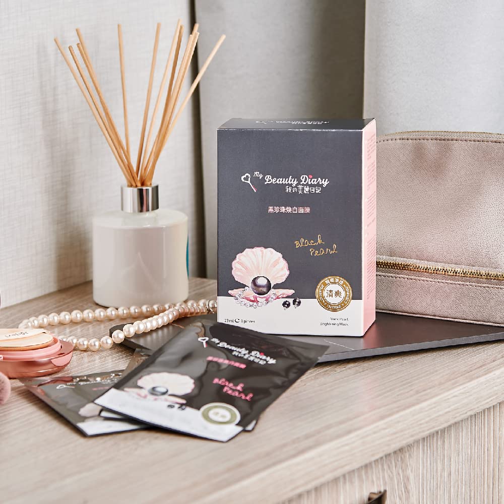 My Beauty Diary Black Pearl Brightening Mask sheet close-up highlights delicate texture