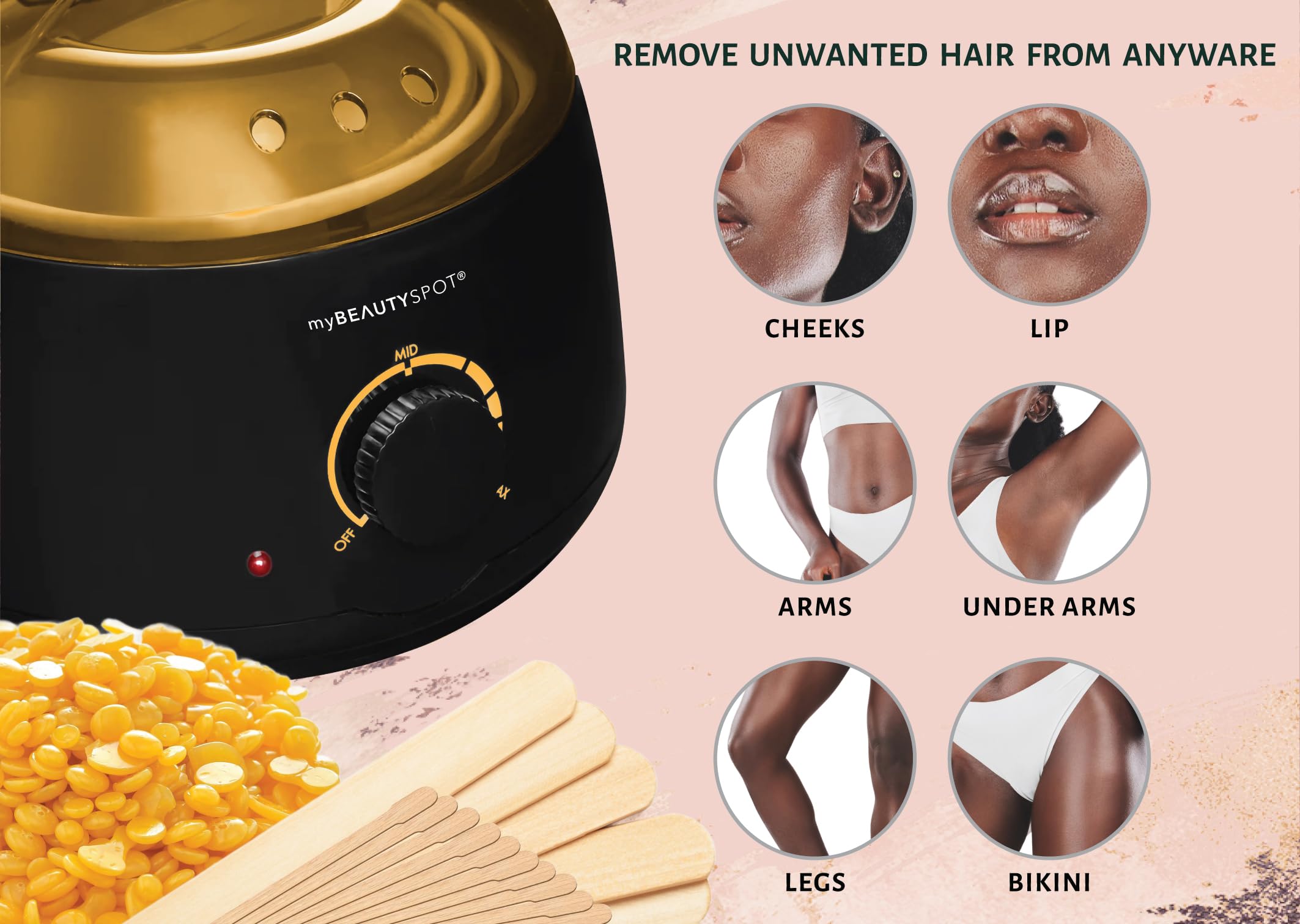 My Beauty Spot waxing applicators enable clean, precise, mess-free waxing sessions.