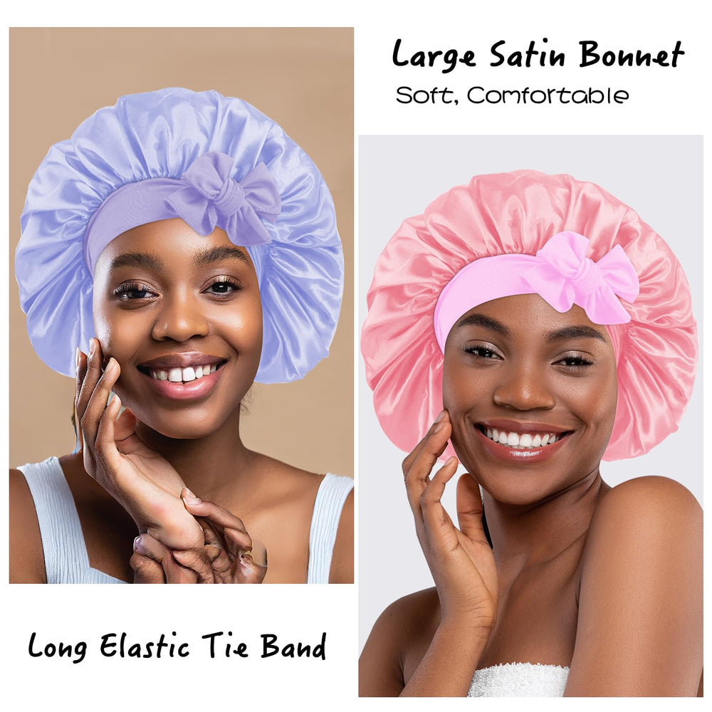 My Novel Things satin bonnet elastic band wide soft ensures comfortable all-night wear.