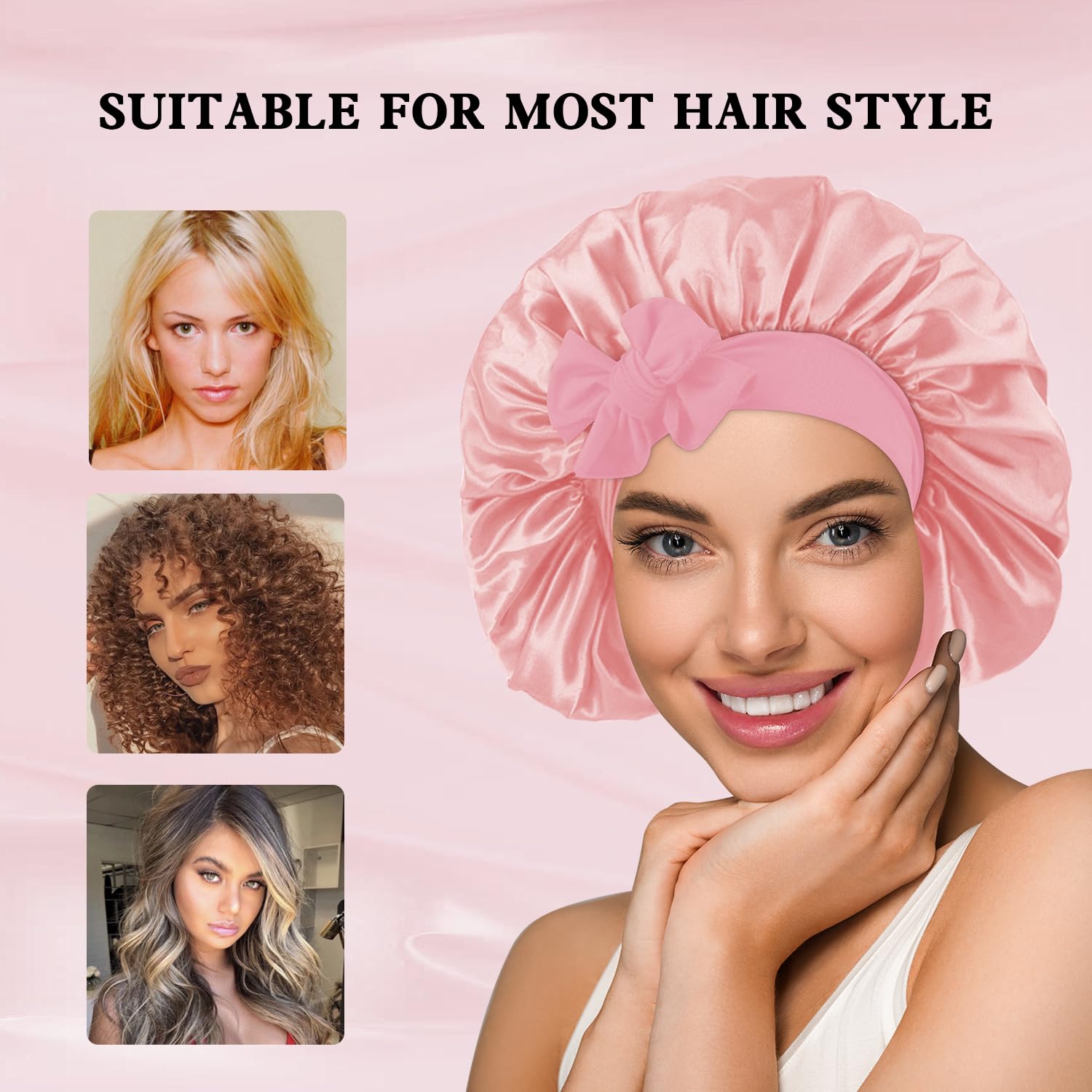 My Novel Things satin bonnet multi-use for washing skincare and hair care sessions.