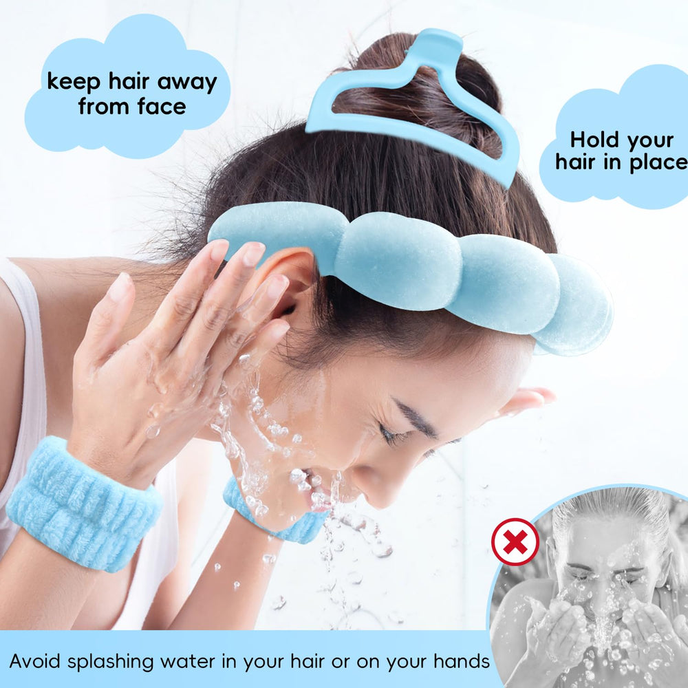 My Novel Things soft-puffy velvet headband adds volume while applying makeup.