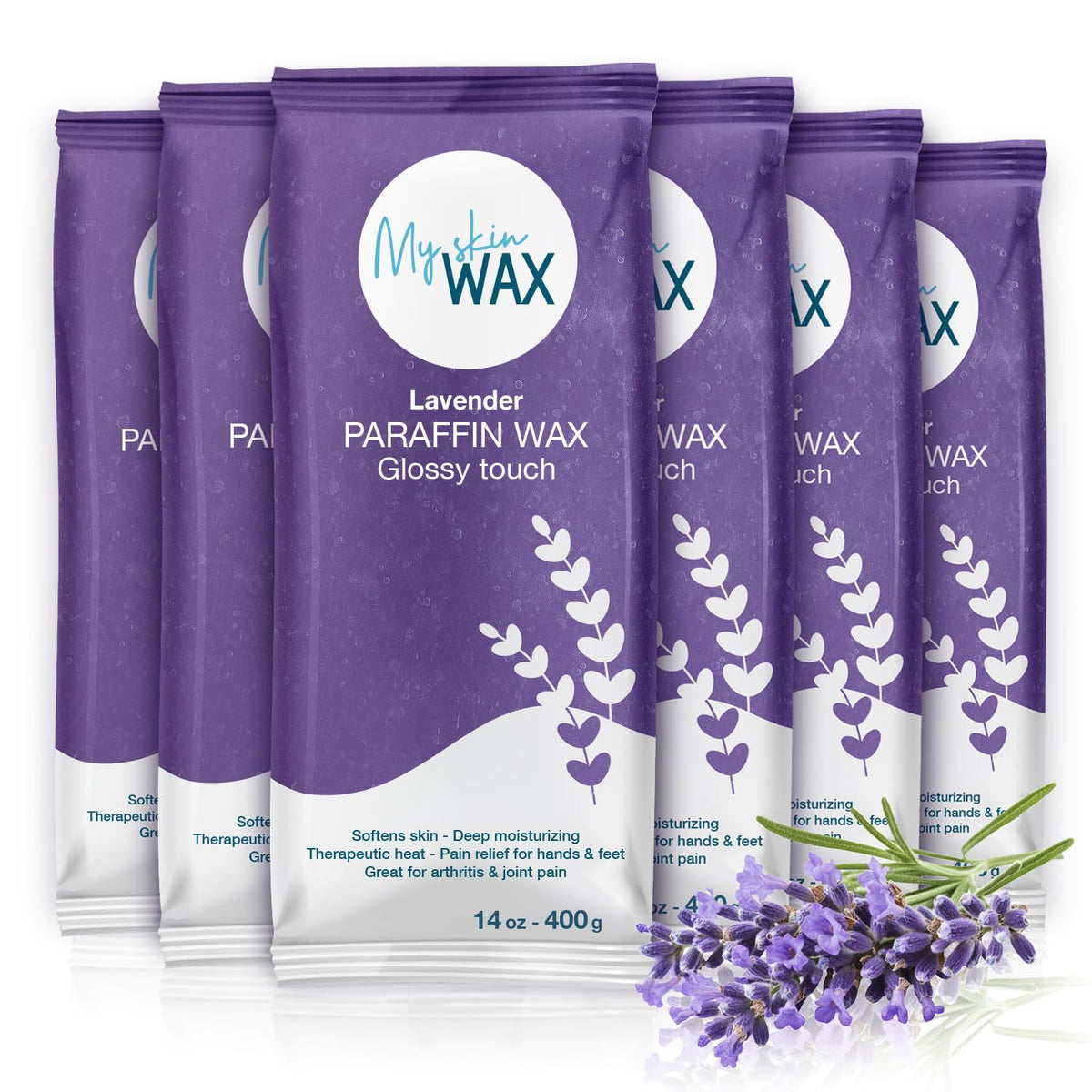 My Skin WAX paraffin wax blocks lavender 6-pack for spa-quality at-home sessions