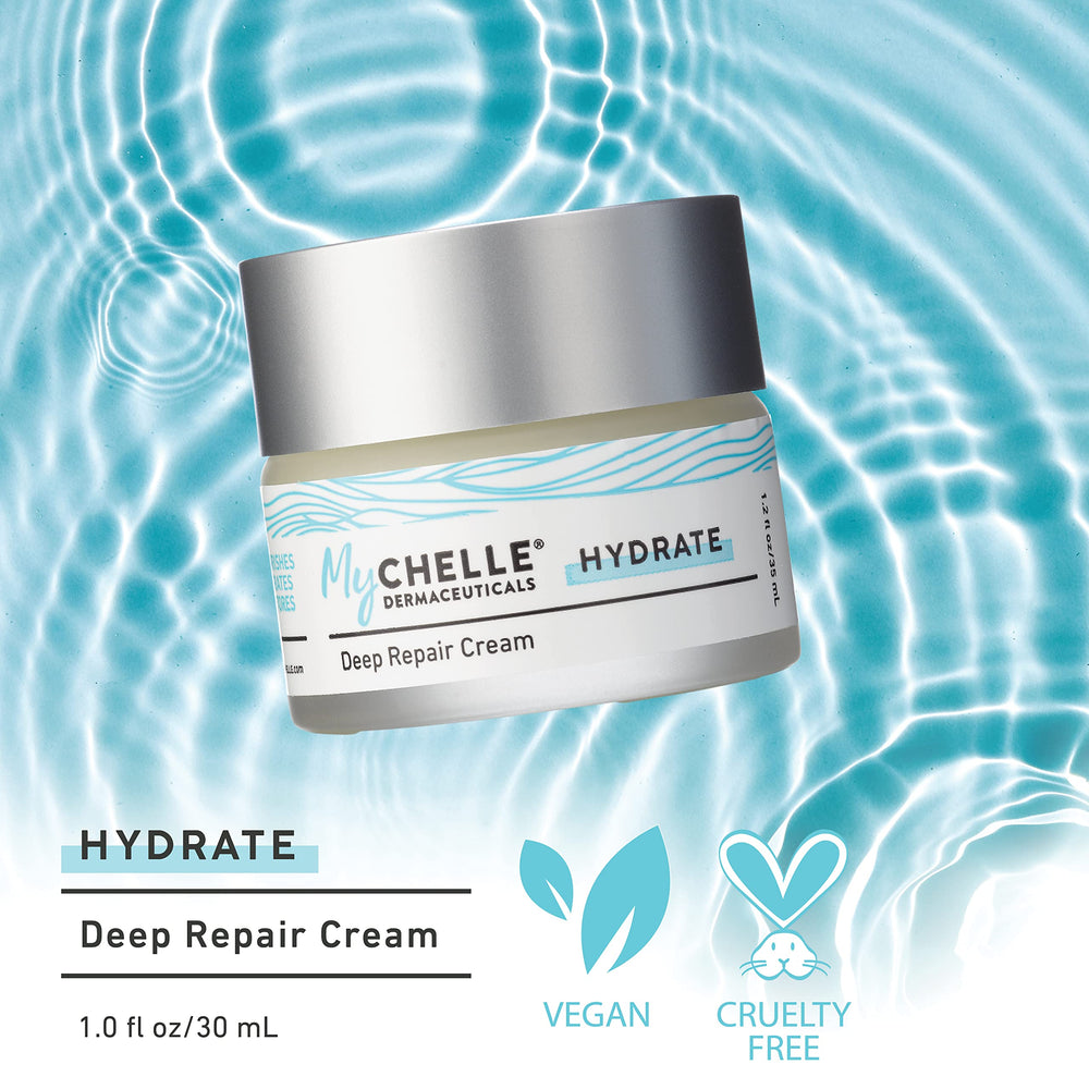 MyCHELLE Deep Repair Cream texture close-up showing creamy hydration.
