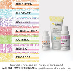 MyCHELLE Fruit Enzyme Scrub packaging emphasizes clean, vegan, cruelty-free formulation