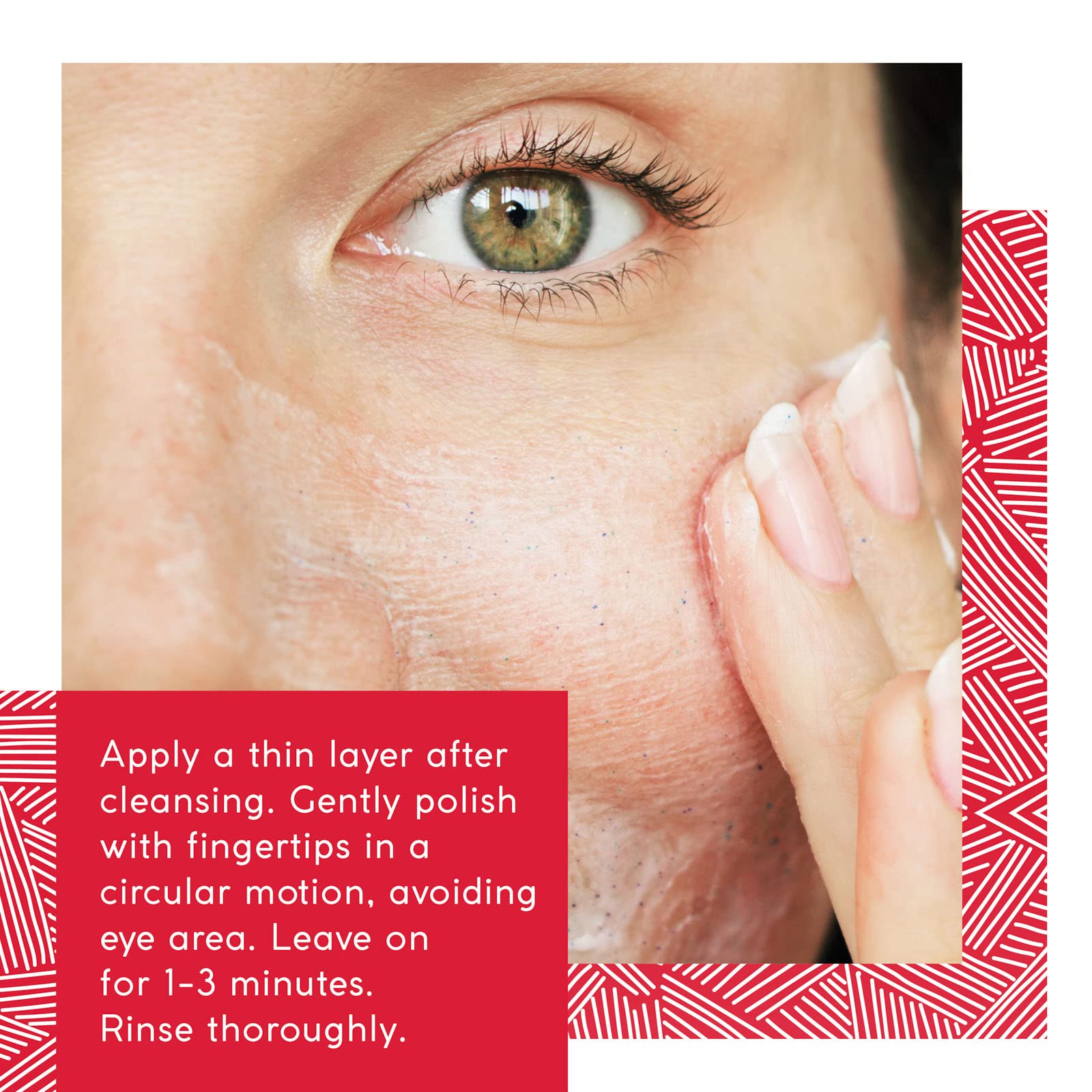 MyCHELLE Fruit Enzyme Scrub texture close-up shows exfoliating particles for smoother skin