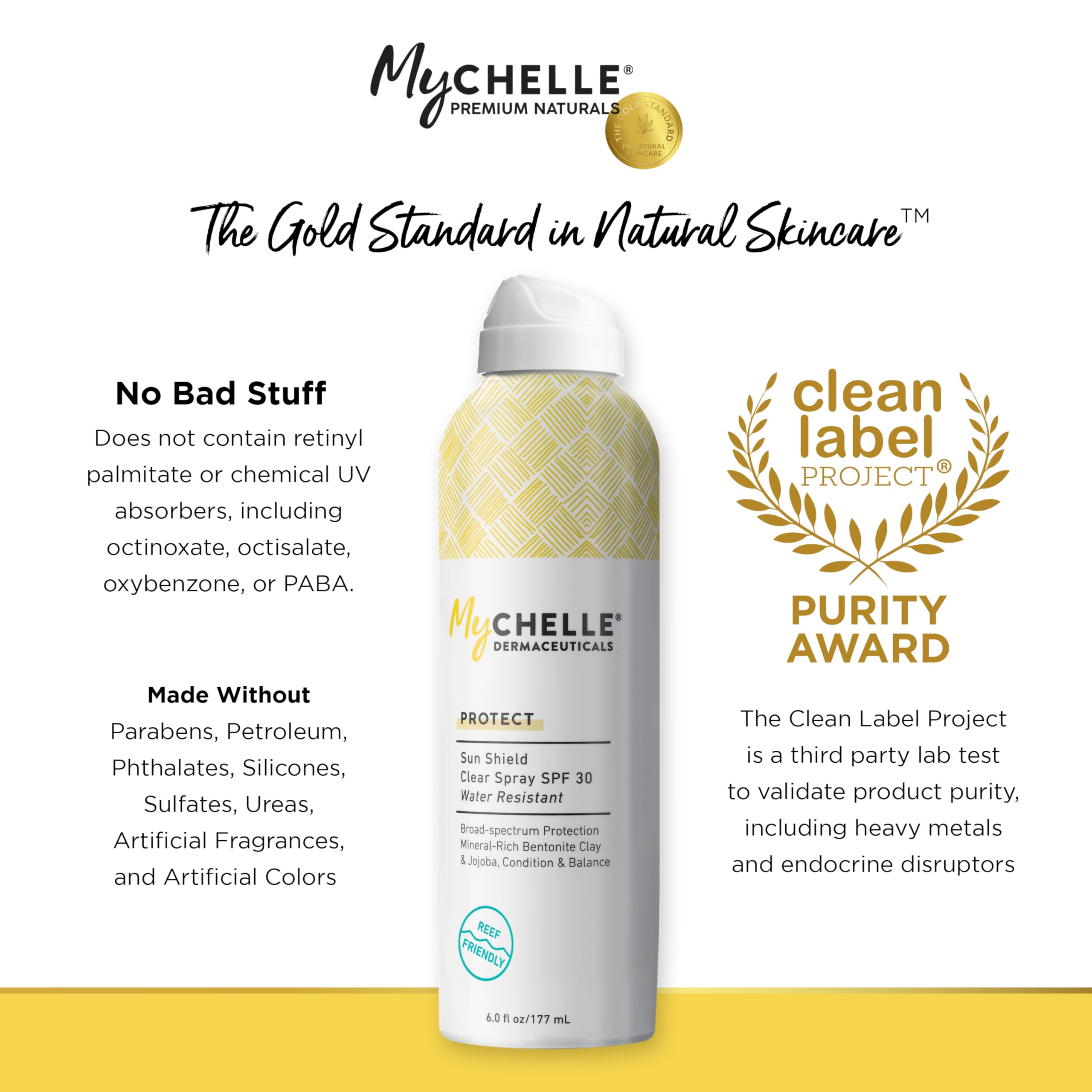 MyChelle Sun Shield Clear Spray with jojoba conditions skin while protecting.
