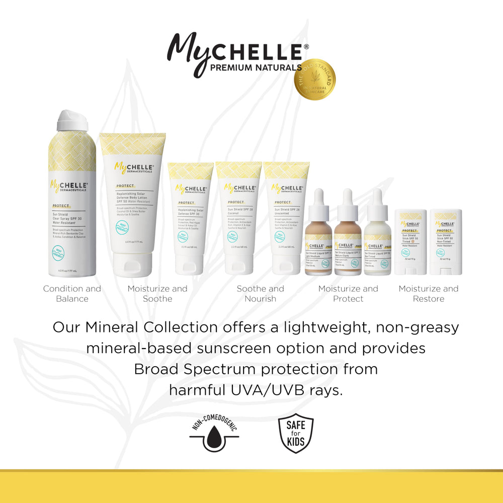 Application shot of MyChelle Sun Shield Liquid SPF 30 as primer under foundation.