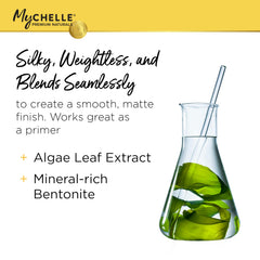 MyChelle Sun Shield Liquid SPF 30 tinted swirl on skin showing light/medium shade.