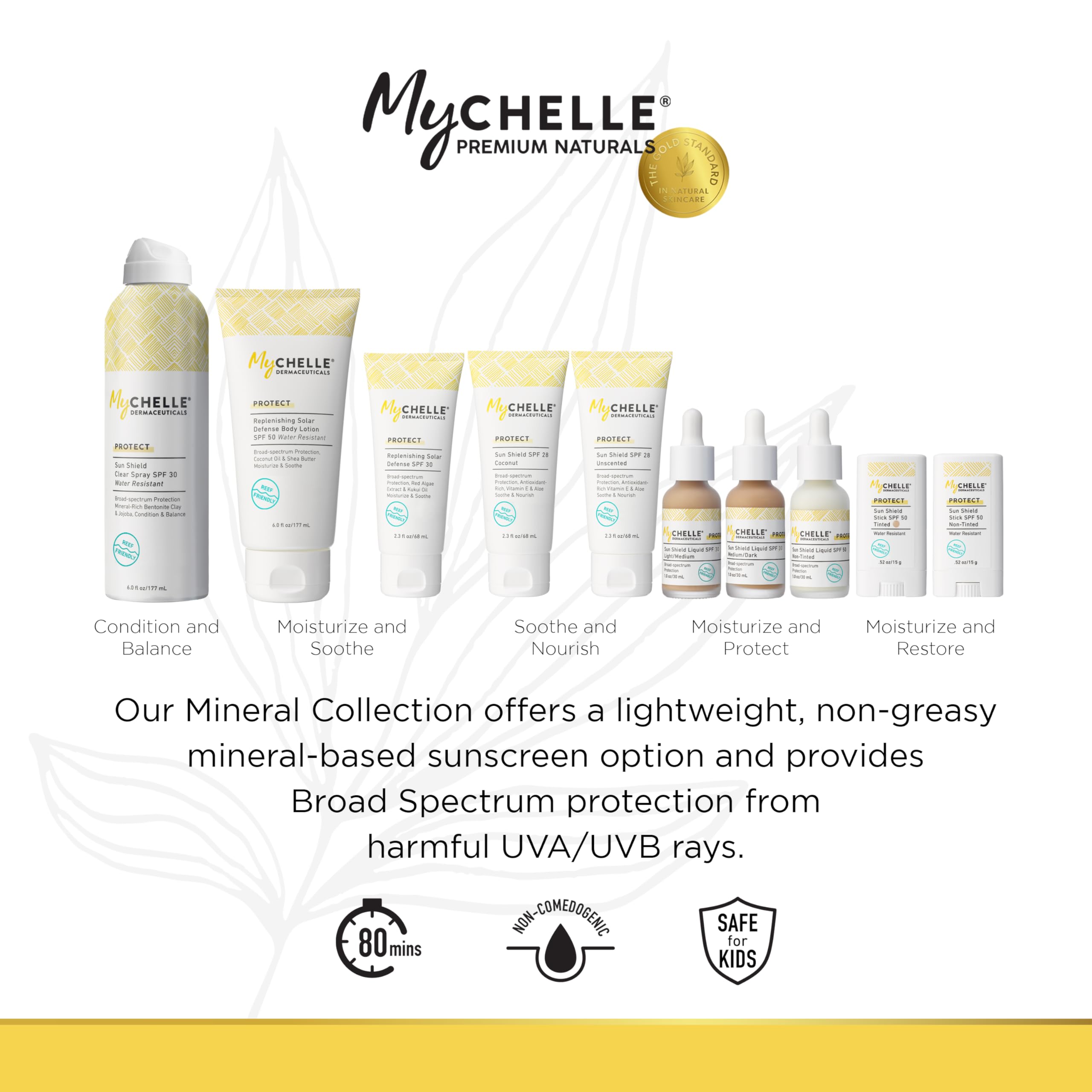 MyCHELLE Sun Shield Stick tinted packaging shows vegetarian, cruelty-free design and FSA/HSA eligibility