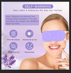 MYEBONG steam eye mask application-ready shows quick self-heating on wear.