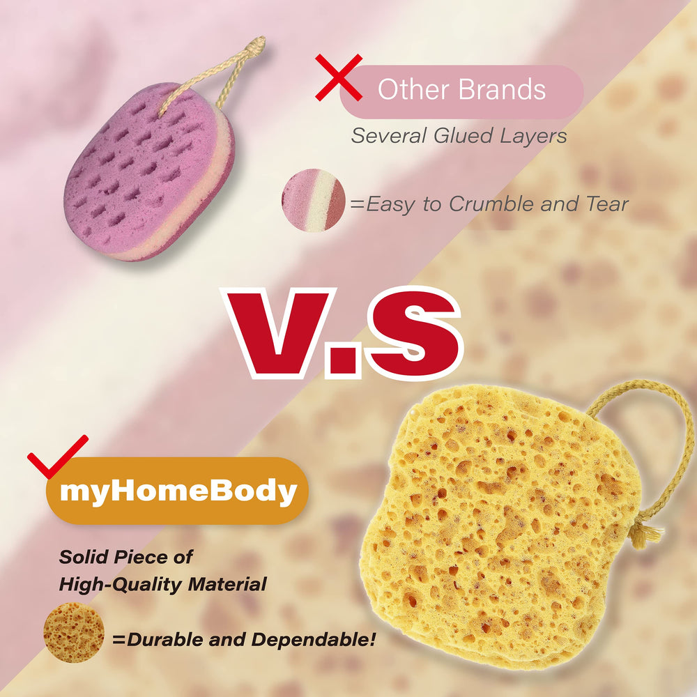 myHomeBody bath sponge in shower use for exfoliating daily routine
