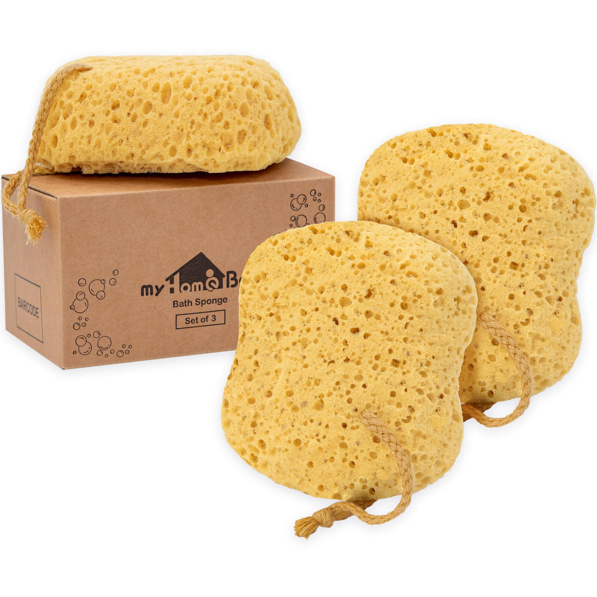 MyHomeBody bath sponge large size for easy grip and rich lather.