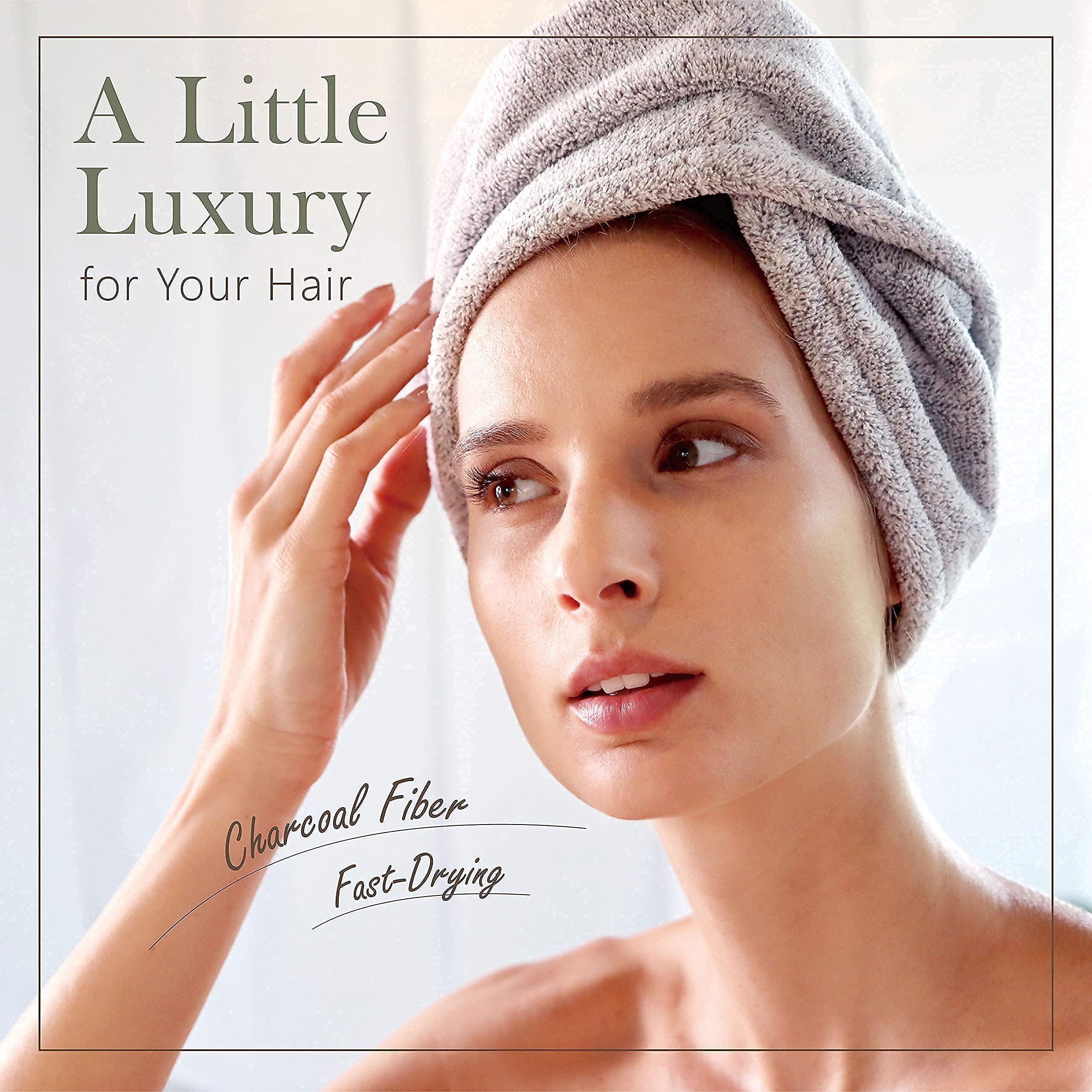 MyHomeBody hair towel wrap layers draped shows lightweight, fast-drying performance