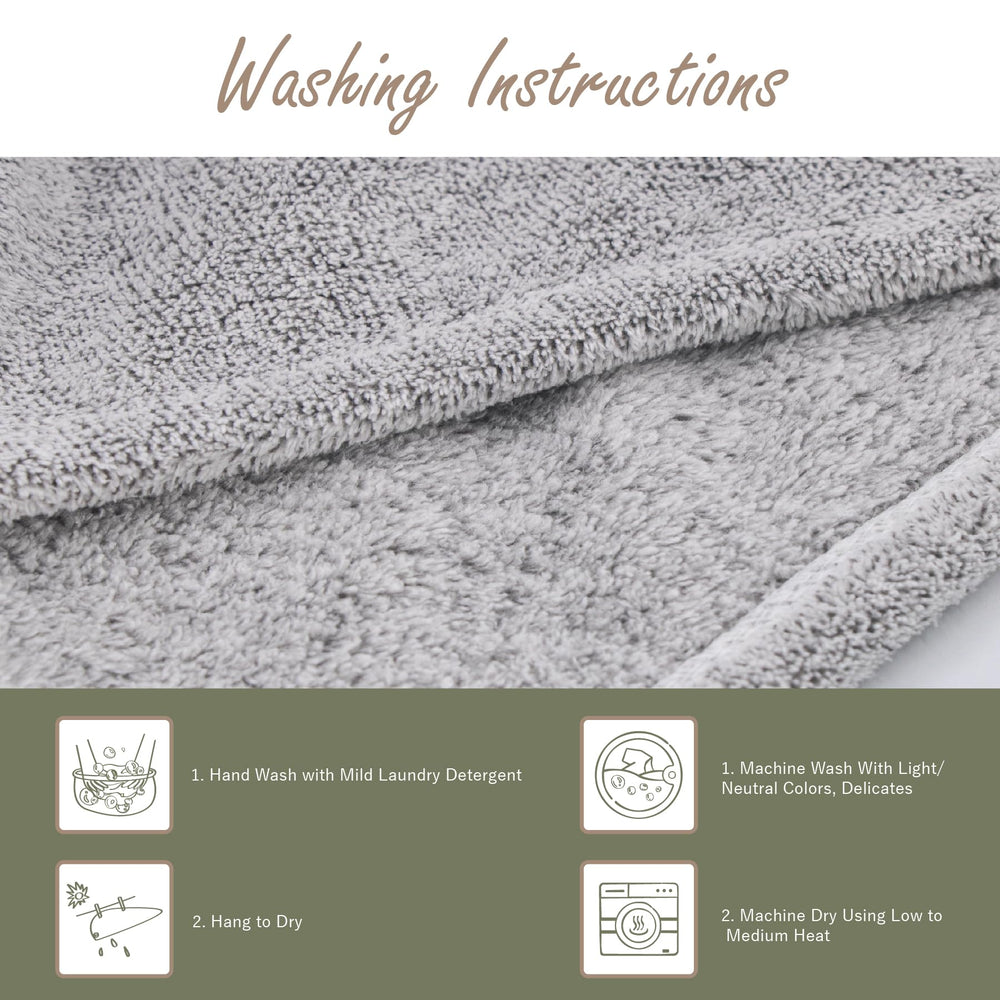 MyHomeBody hair towel wrap size reference shows 26 by 10.1 inches