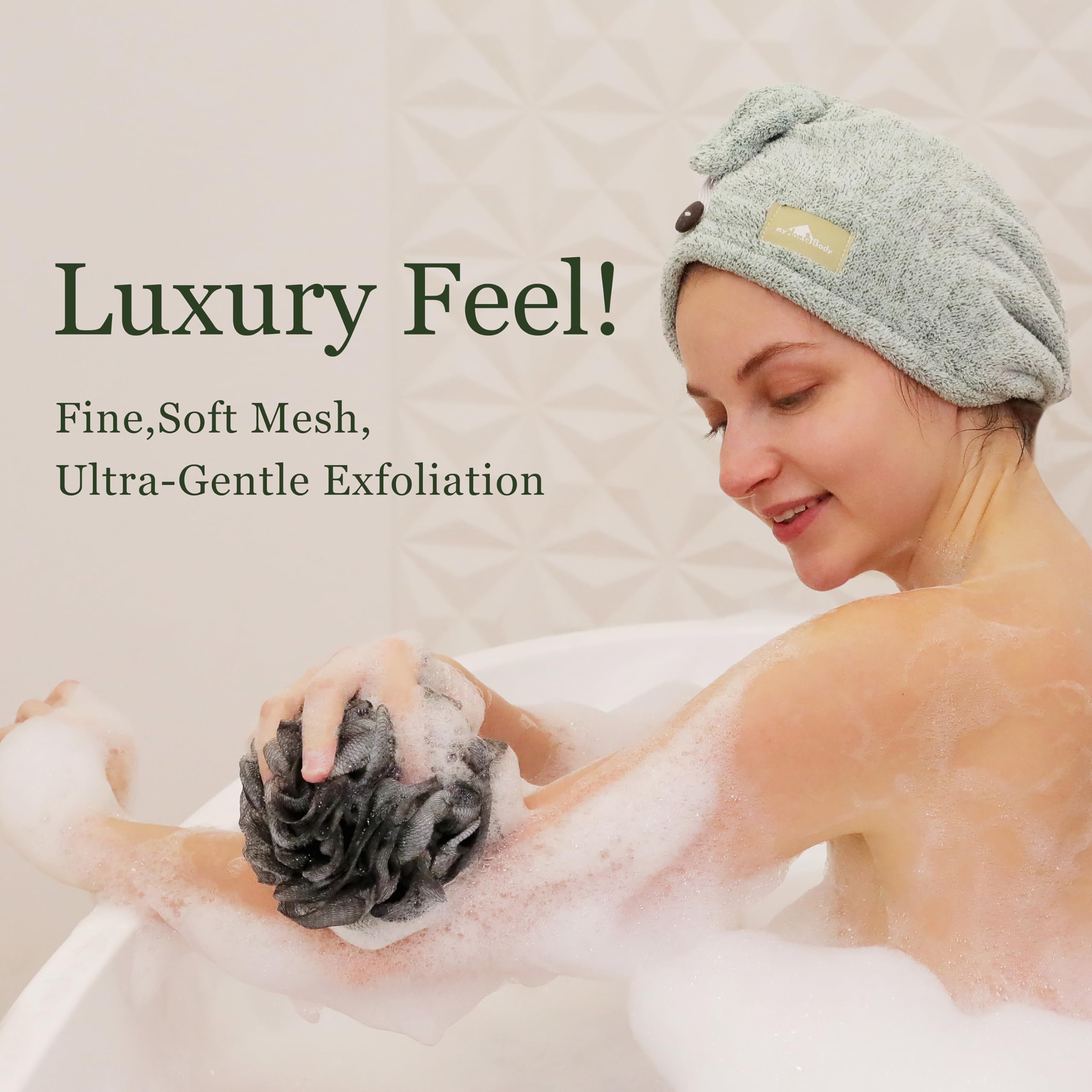 myHomeBody sage green loofah sponge adds calm color to bath routine