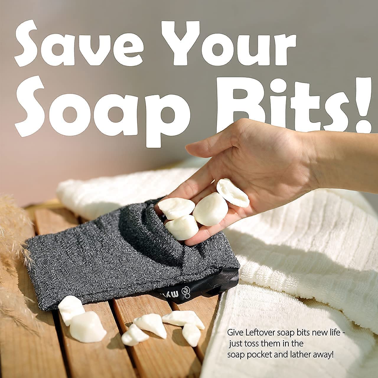myHomeBody nylon scrubber is durable and easy to clean after showers.