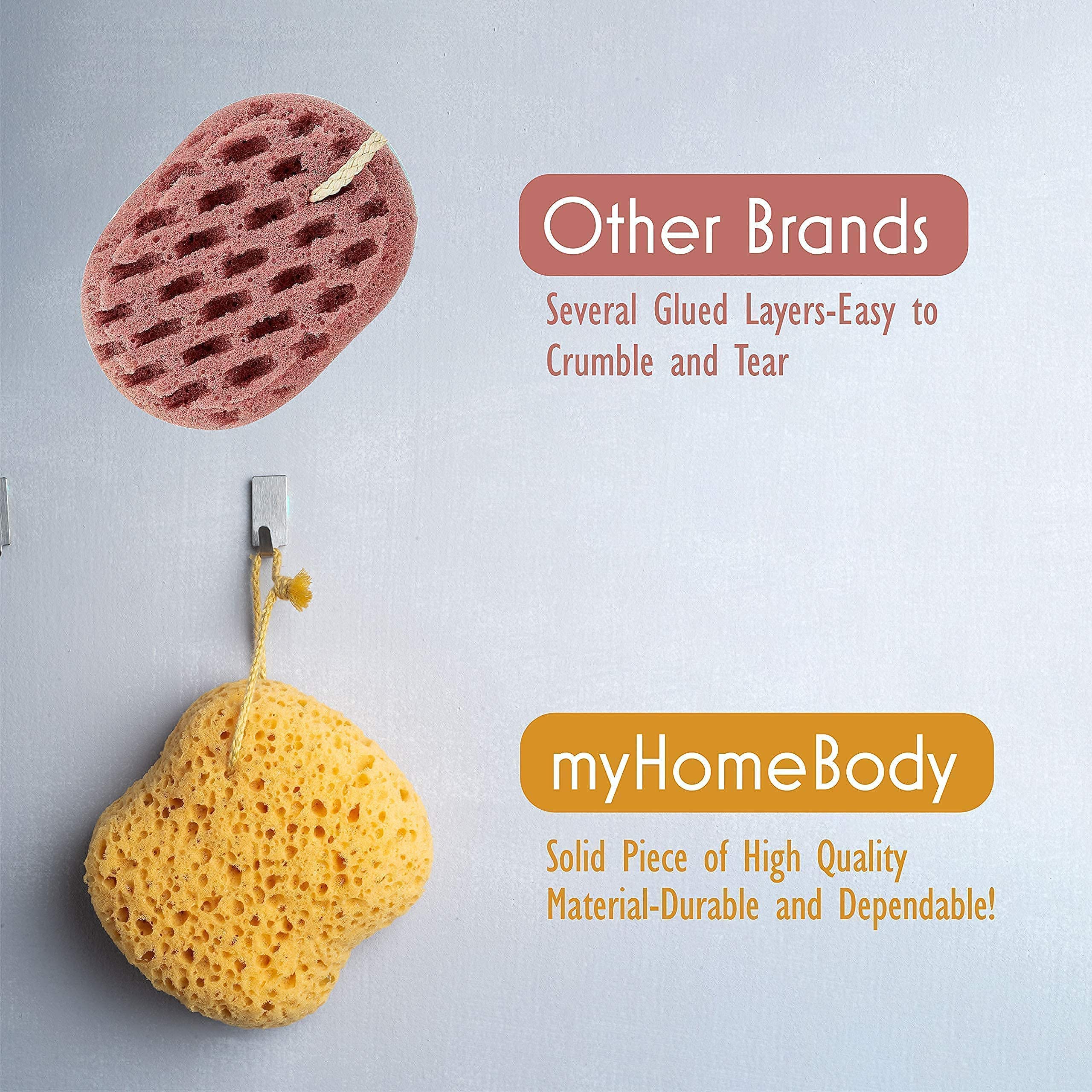 MyHomeBody shower sponge promotes thorough cleansing with ample bubbles.