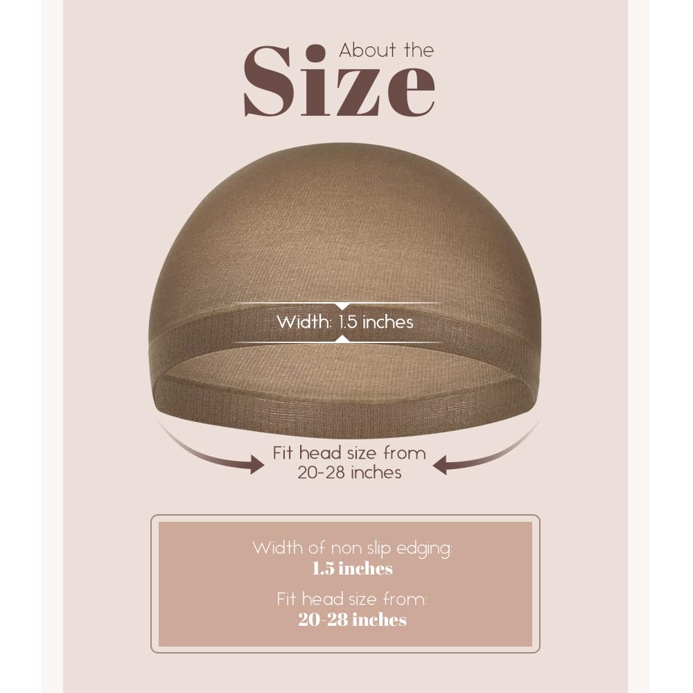 MYKURS brown wig cap supports all-day use with stretchable comfortable fit.