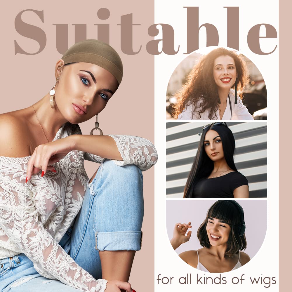 MYKURS stocking cap fits braided hair for smooth wig wearing.