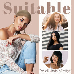 MYKURS stocking cap fits braided hair for smooth wig wearing.