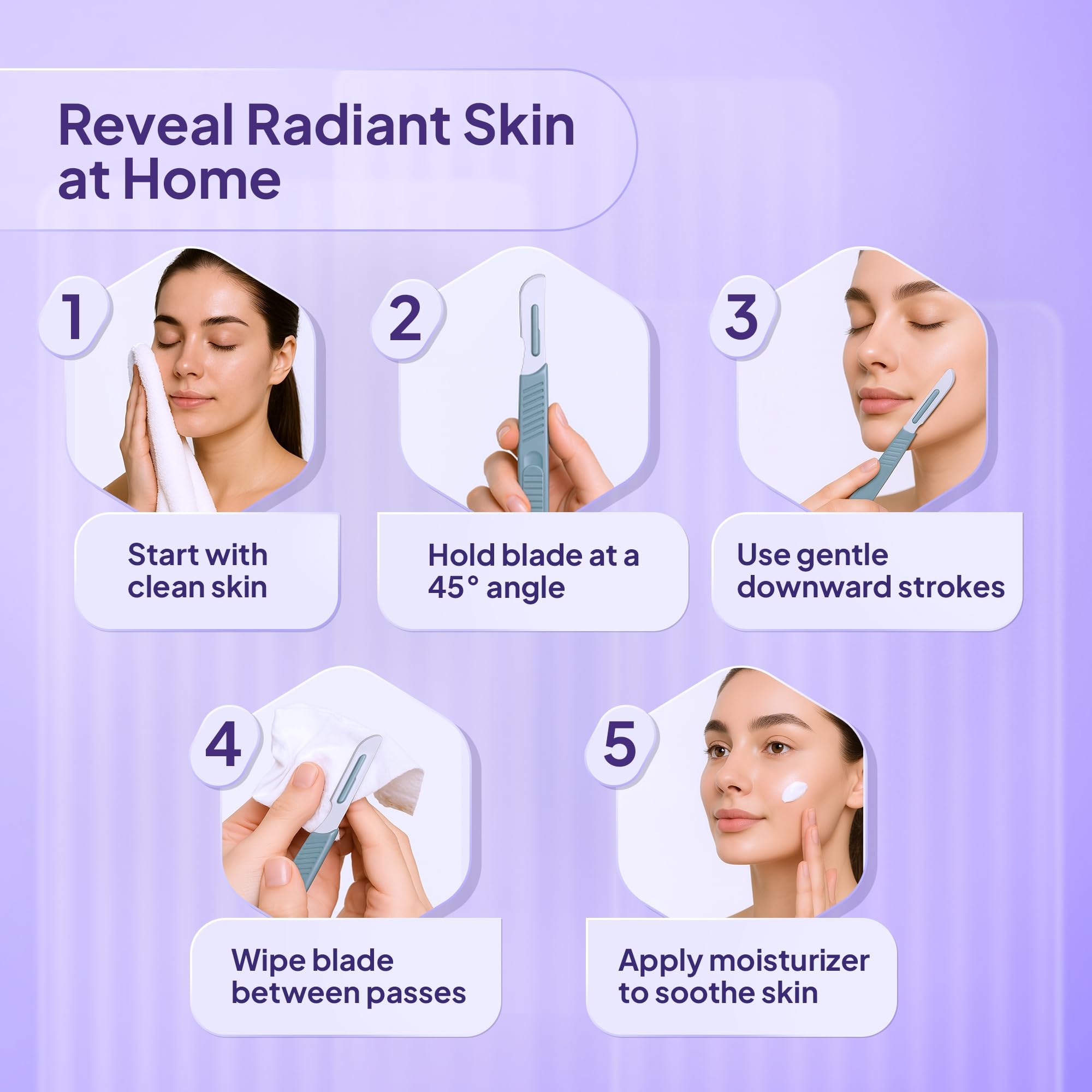 MyMed 14R removing peach fuzz up-close for a smoother makeup application