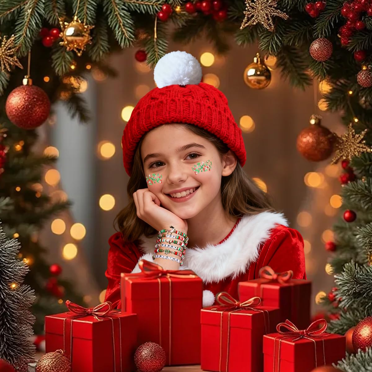 Mysense Joy & Merry bracelets pack on wrist for cheerful holiday styling