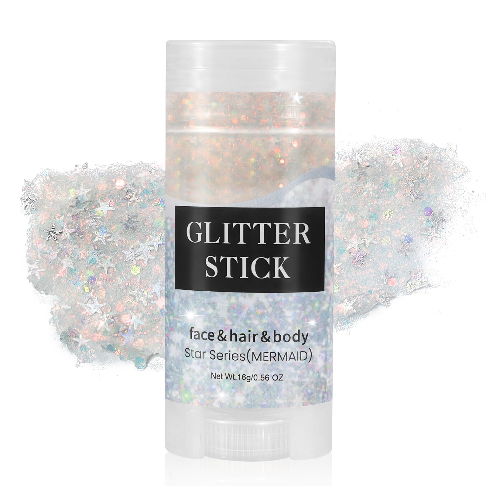 Mysense Mermaid Glitter Stick packaging showcases portable, travel-friendly sparkle on the go.