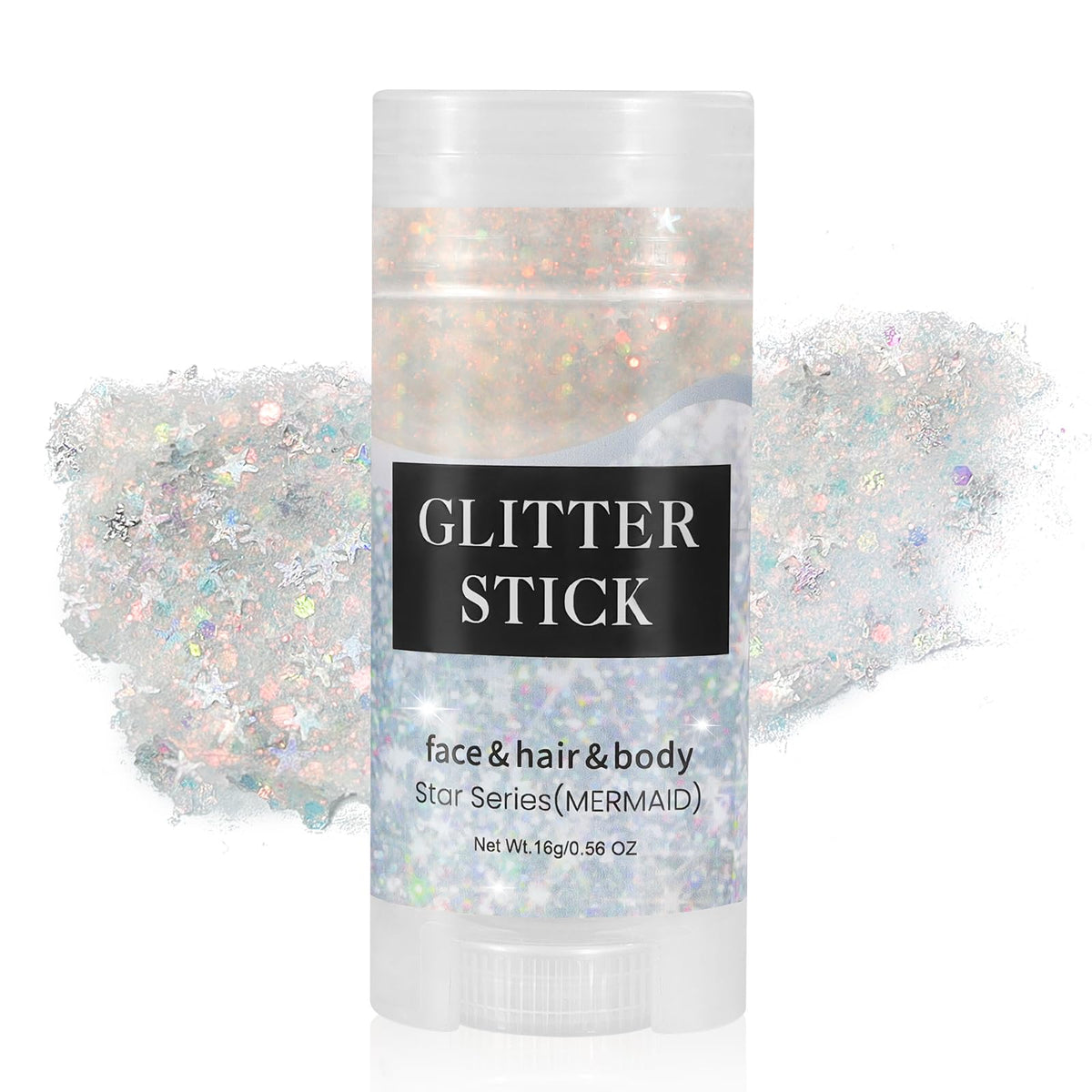 Mysense Mermaid Glitter Stick packaging showcases portable, travel-friendly sparkle on the go.
