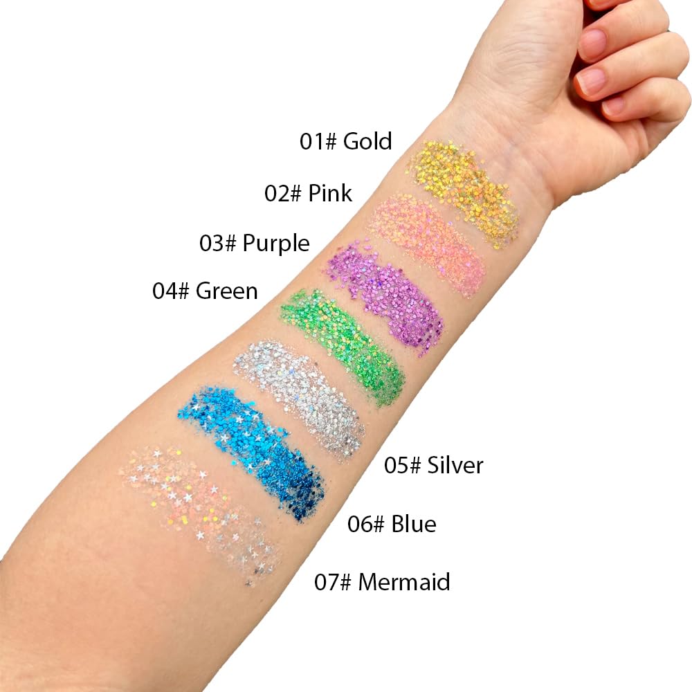 Mysense Mermaid Glitter Stick over shoulders and collarbones creates a luminous glow under light.