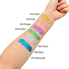 Mysense Mermaid Glitter Stick over shoulders and collarbones creates a luminous glow under light.